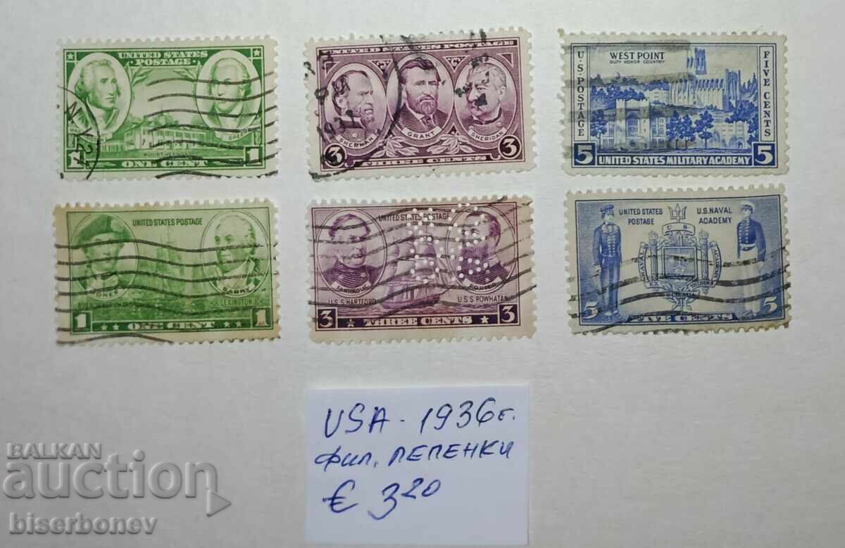 1936, USA, with postage stamps 1936, USA, with postage stamps