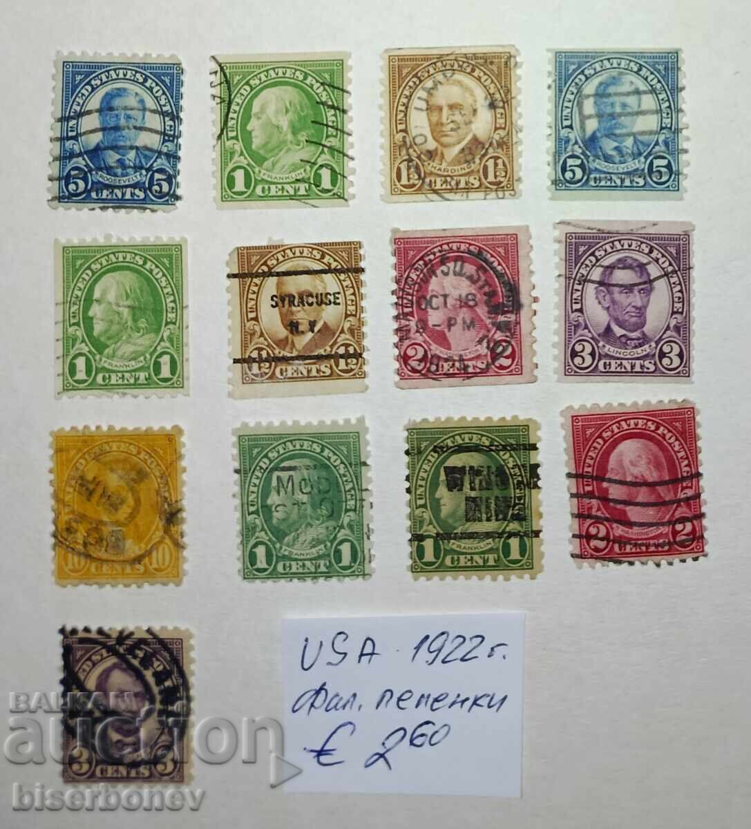 1922, ΗΠΑ, με γραμματόσημα