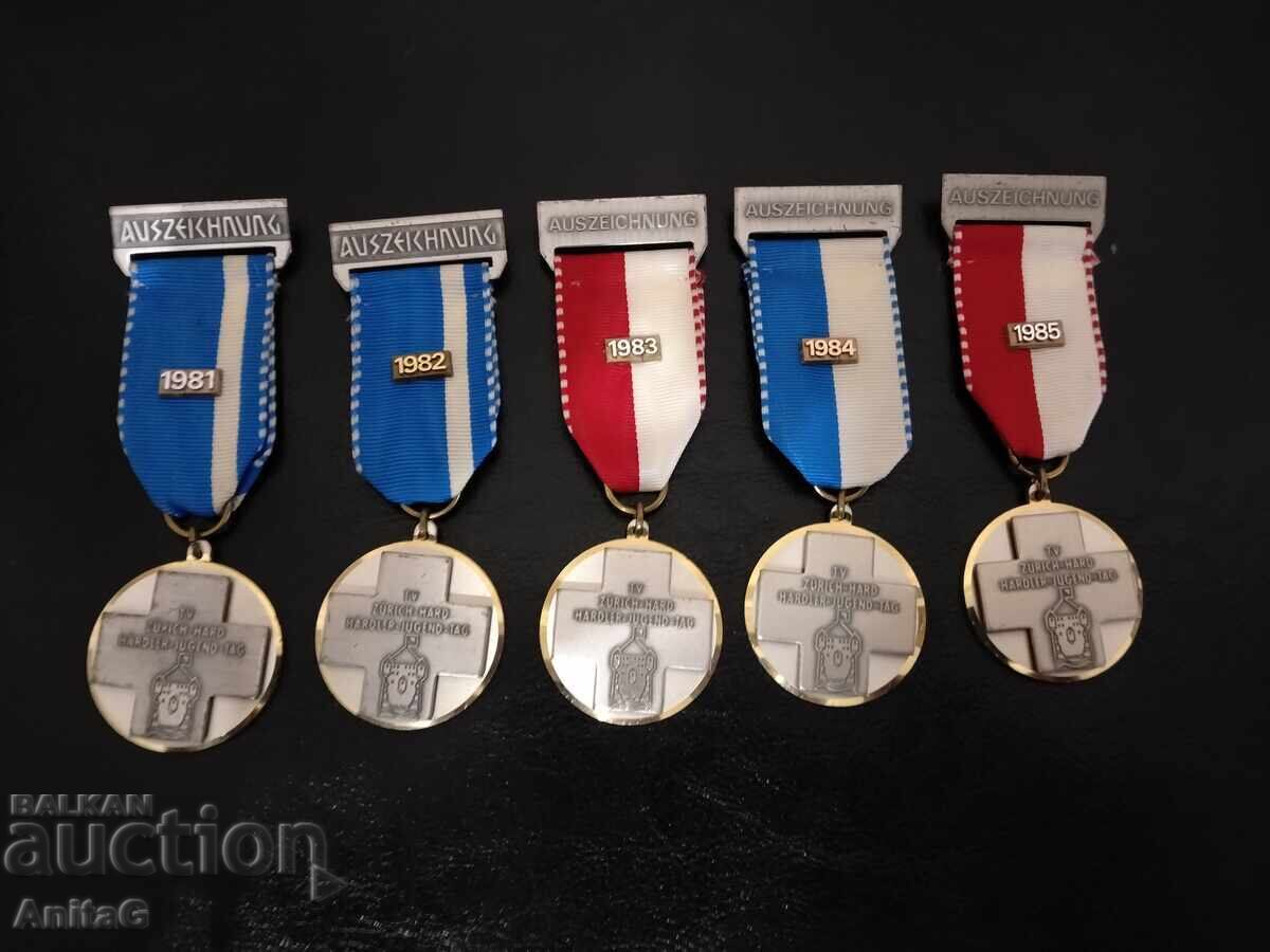 Σετ 5 ελβετικών μεταλλίων (1981-1985) – Faude Gippingen