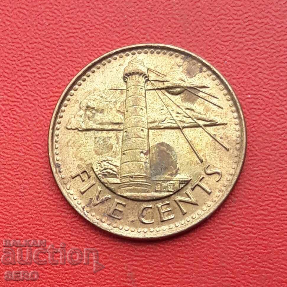 Insula Barbados-5 cenți 2017 cu preț € 0.15 | 0.29 BGN