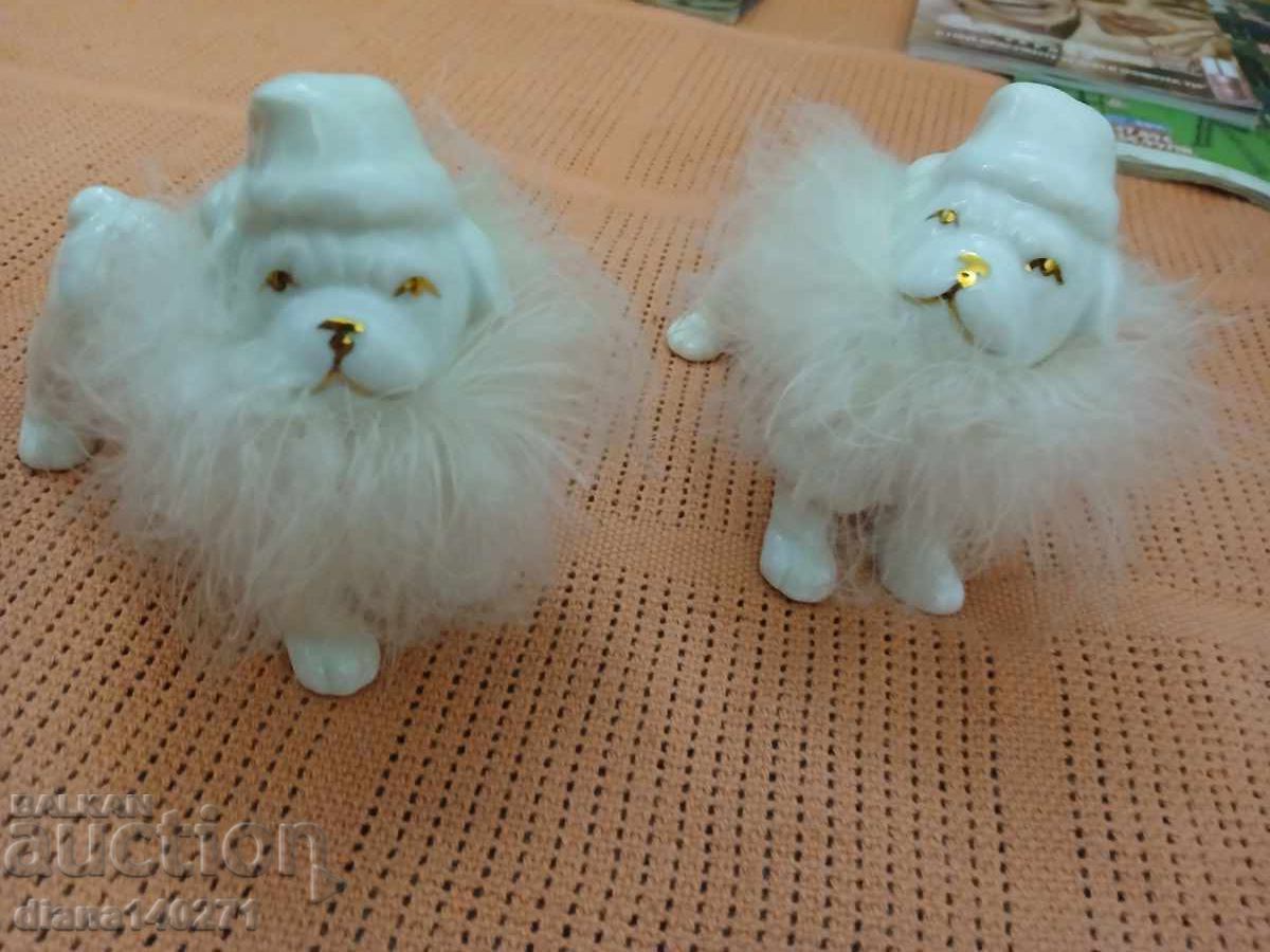 2 πορσελάνινα κουτάβια με φούντες 11 εκ