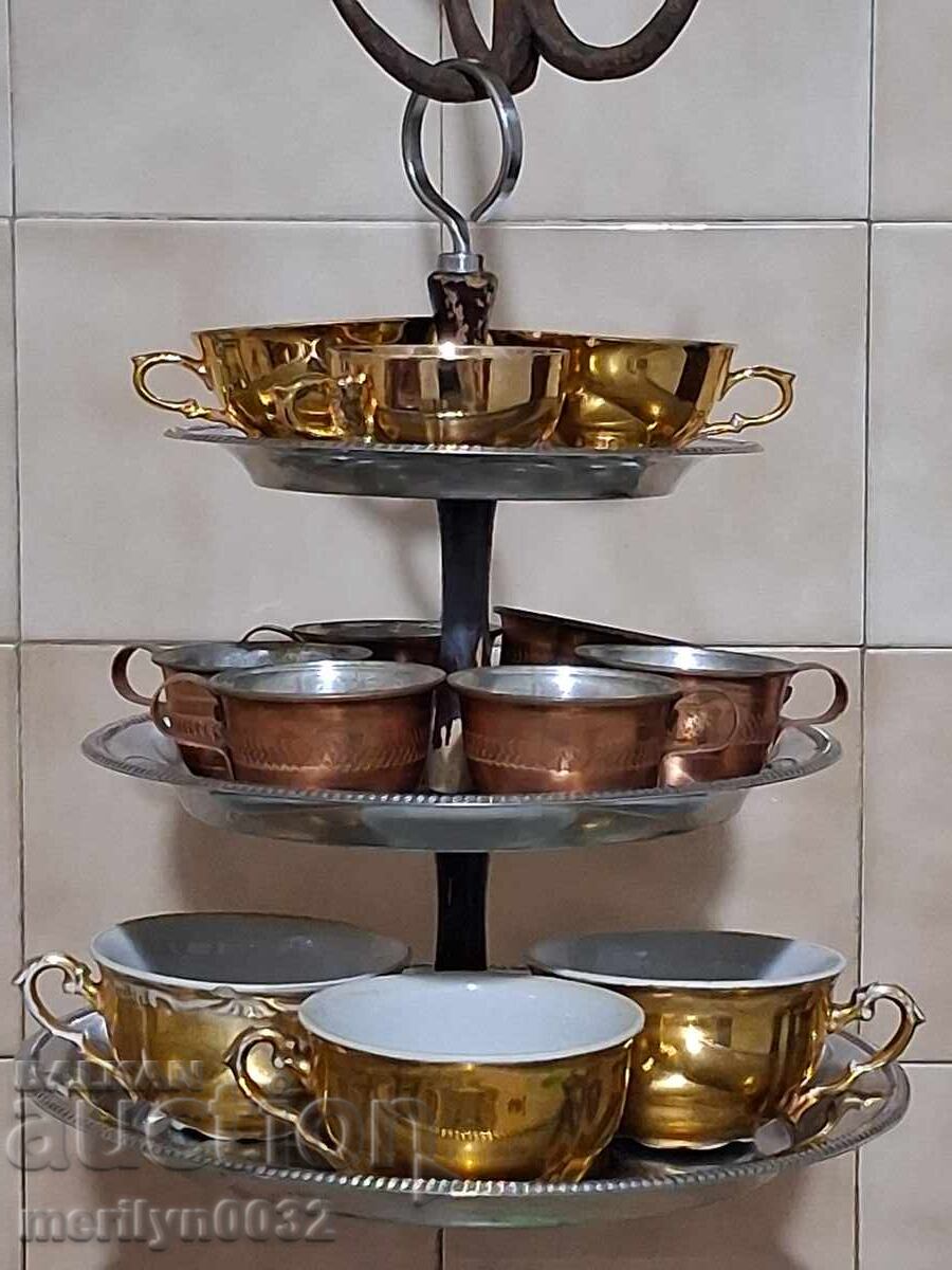 Ασημένιο μεταλλικό δίσκος για σερβίρισμα καφέ, τσαγιού, ποτών, ταψί - 7