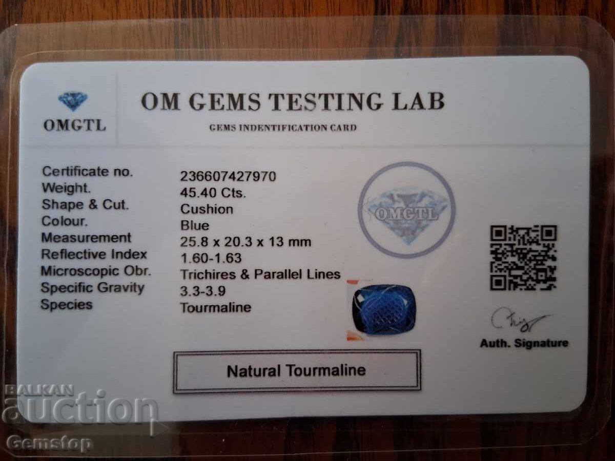 BZC! 45.40 ct turmalină naturală tăietură perna sert.OMGTL de la 1st! - 6