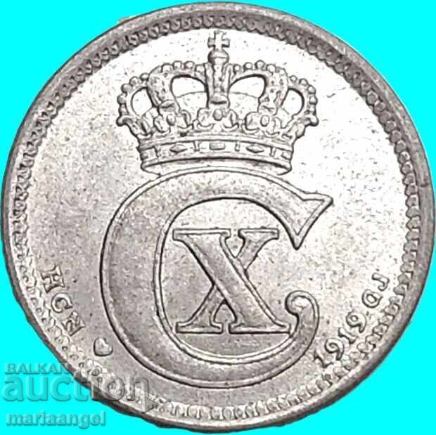Denmark 1919 10 Ore Silver - 5 Denmark 1919 10 Ore Silver - 5