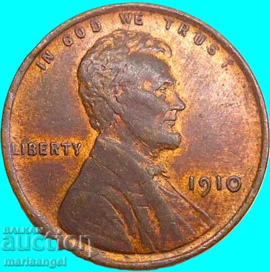 1 Cent 1910 USA Lincoln - rare year - 7 1 Cent 1910 USA Lincoln - rare year - 7