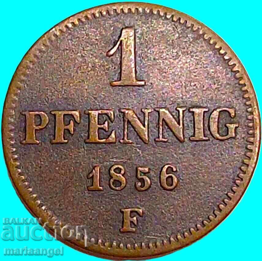 1 Pfennig 1856 F Germany Saxony - 5