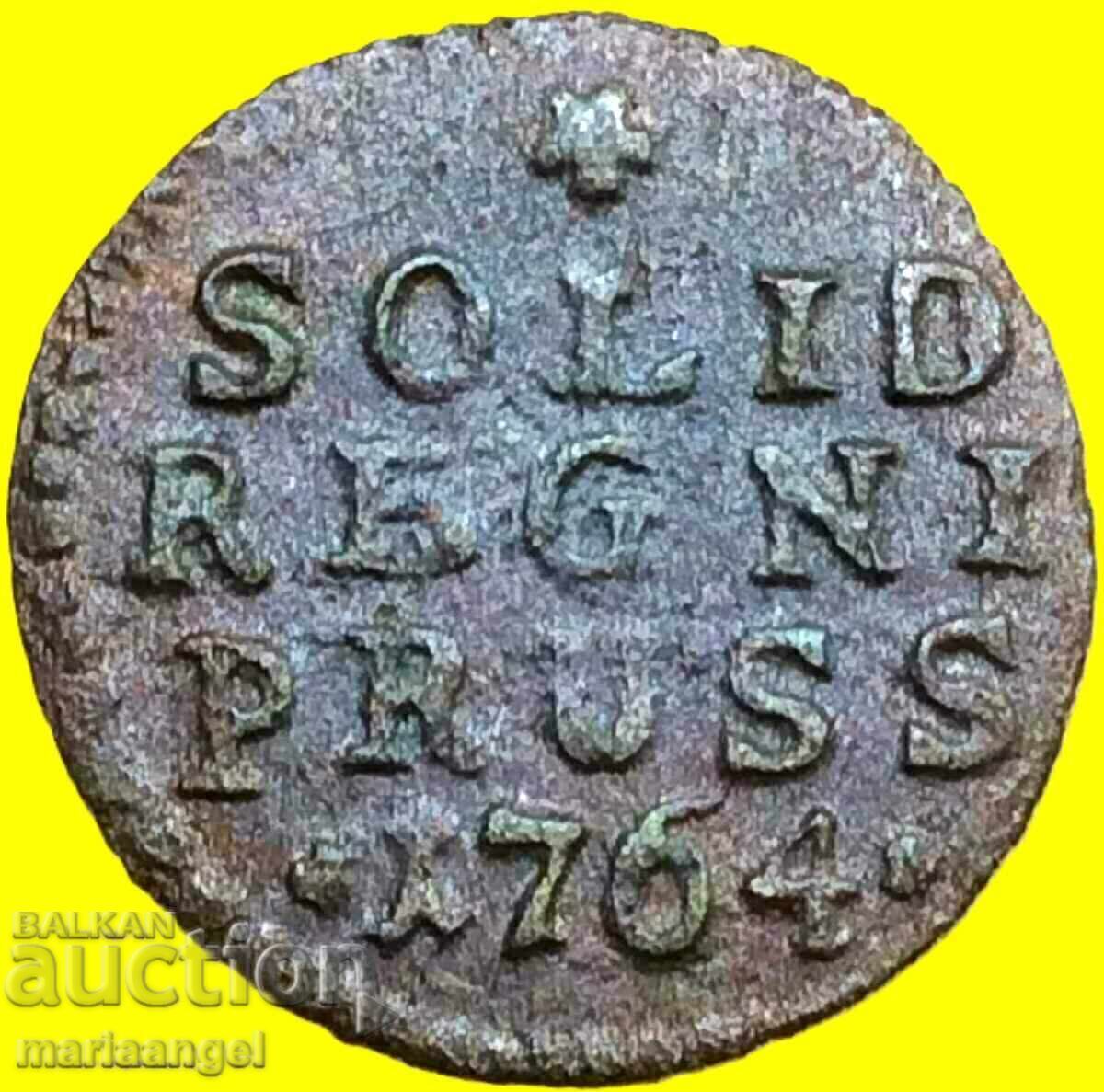 1 shilling 1764 Kingdom of Prussia Germany silver RARE - 7