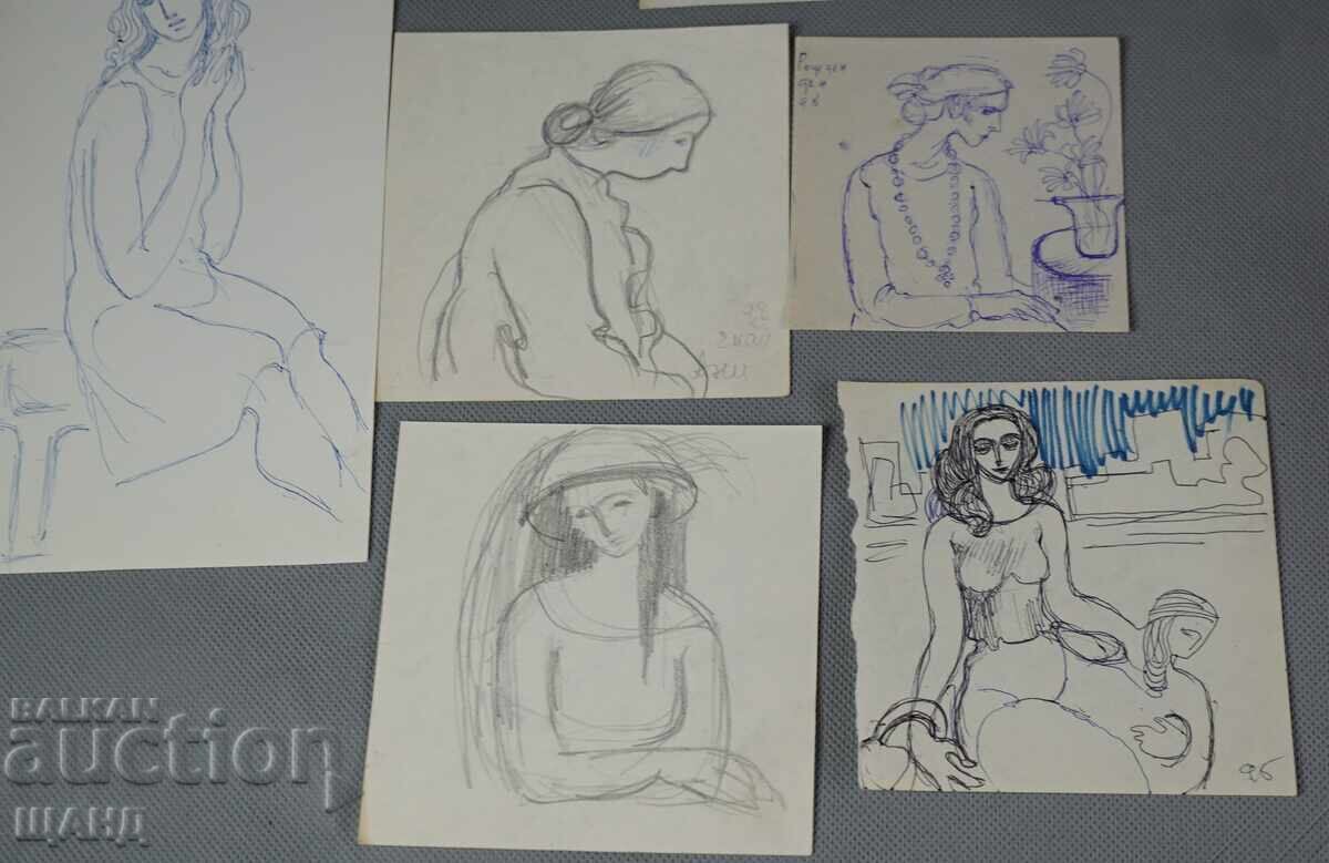 Λοτ 10 Παλιά αριστοτεχνικά σχέδια πορτρέτα, ερωτικά με τιμή € 4.74 | 9.27 BGN