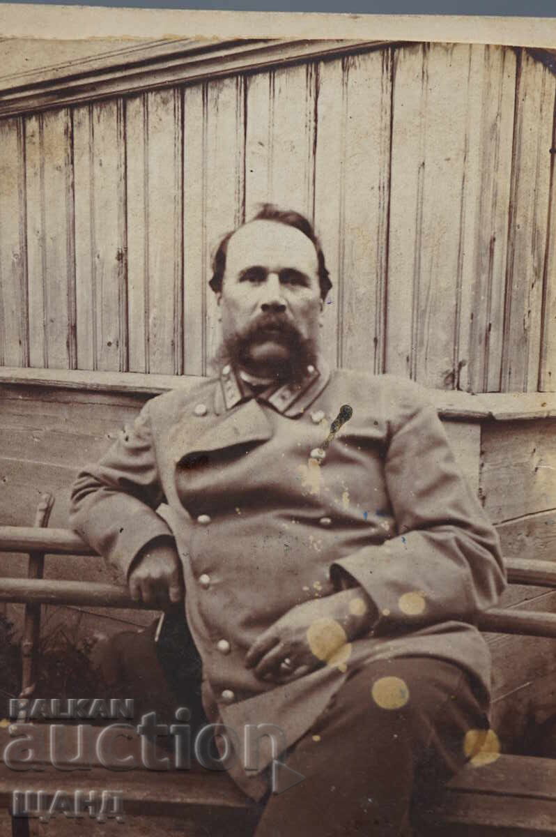 Veche poză militară carton gros ofițer în uniformă cu preț € 1.45 | 2.84 BGN