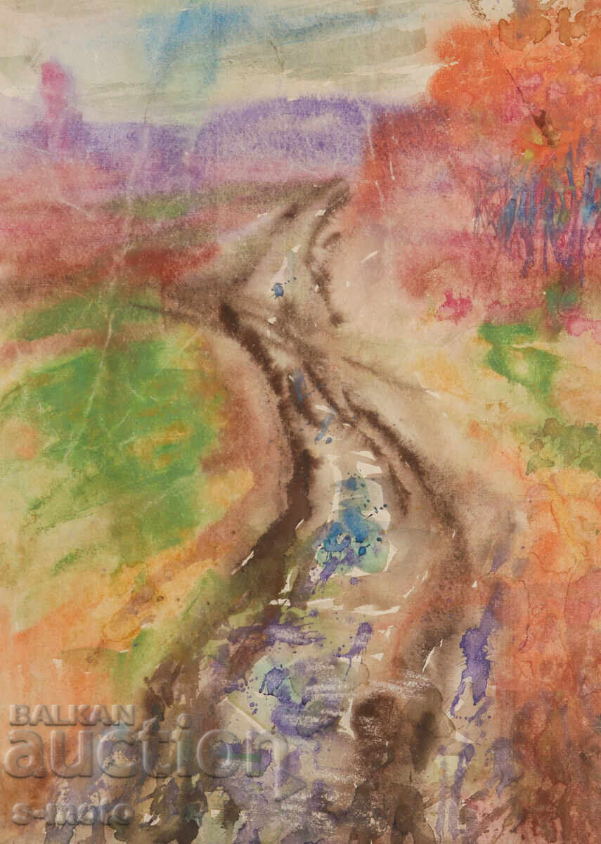 Tablou acuarelă peisaj de primăvară