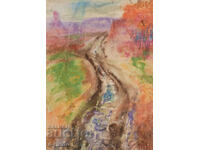 Tablou acuarelă peisaj de primăvară