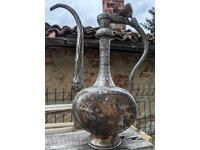 1.595 КГ СТАР ГОЛЯМ МАСИВЕН МЕДЕН ИБРИК С БОГАТИ ГРАВЮРИ ЗДР