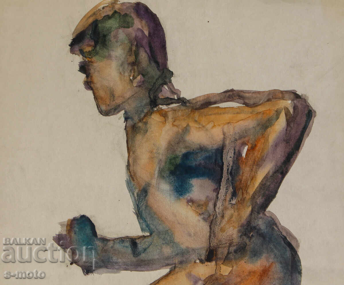 Παράδοση Πίνακας ακουαρέλα ανδρικό πορτρέτο γυμνό σώμα Παράδοση Πίνακας ακουαρέλα ανδρικό πορτρέτο γυμνό σώμα