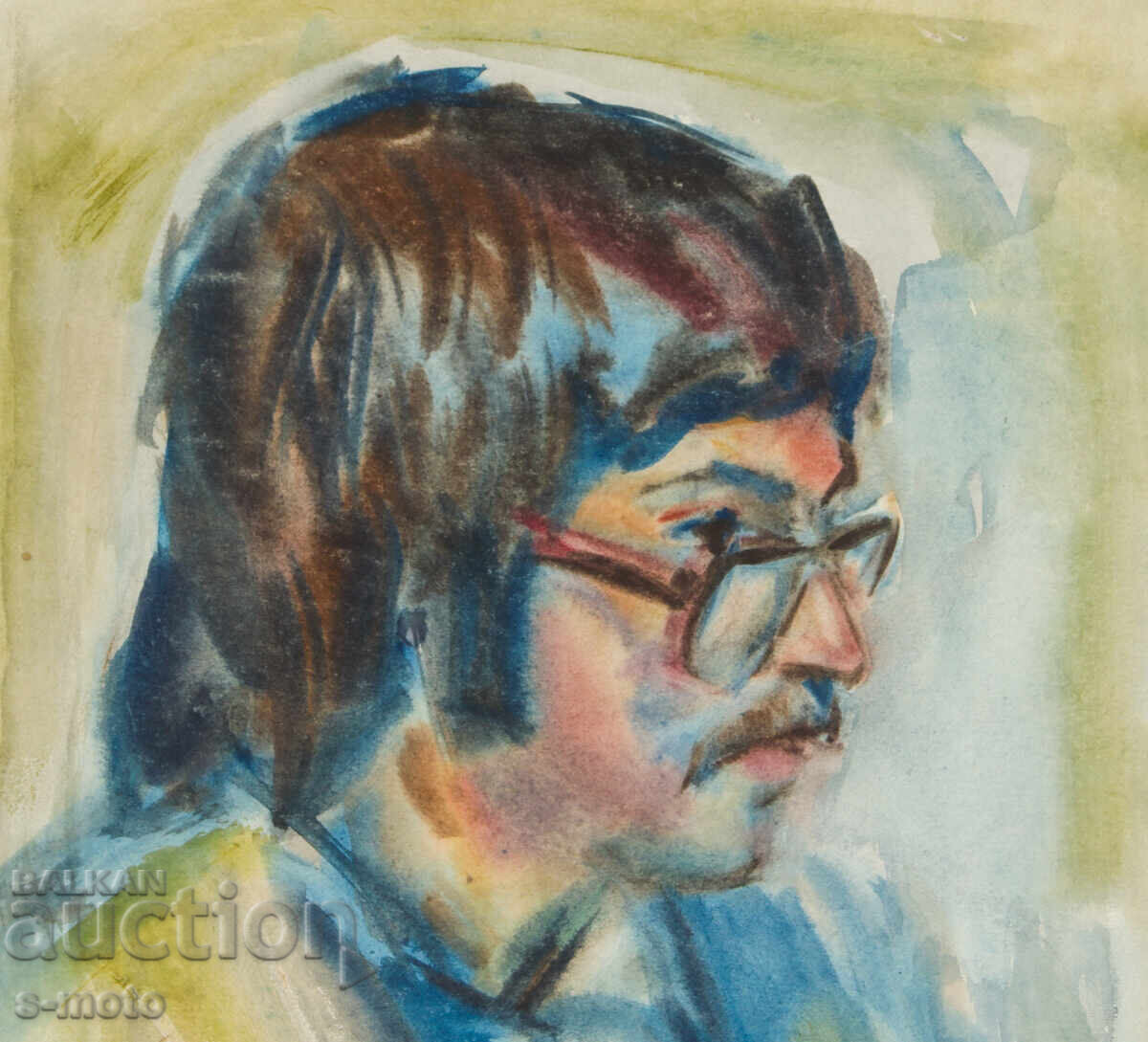 Доставка на Kартина акварел мъжки портрет