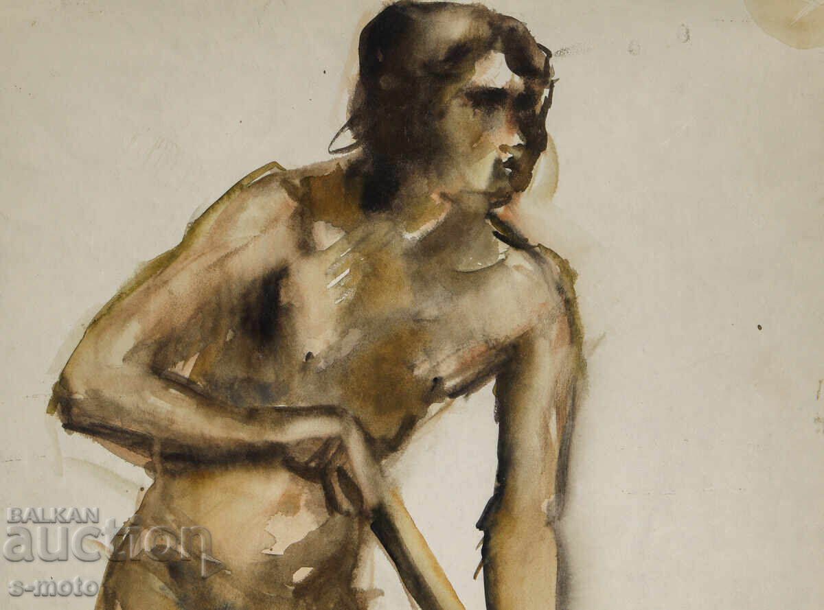 Παράδοση Πίνακας ακουαρέλα ανδρικό πορτρέτο γυμνό σώμα Παράδοση Πίνακας ακουαρέλα ανδρικό πορτρέτο γυμνό σώμα