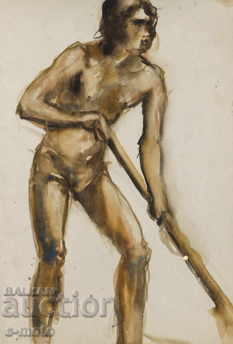 Πίνακας ακουαρέλα ανδρικό πορτρέτο γυμνό σώμα Πίνακας ακουαρέλα ανδρικό πορτρέτο γυμνό σώμα