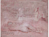 Πίνακας ακουαρέλα γυναικείο πορτρέτο γυμνό σώμα