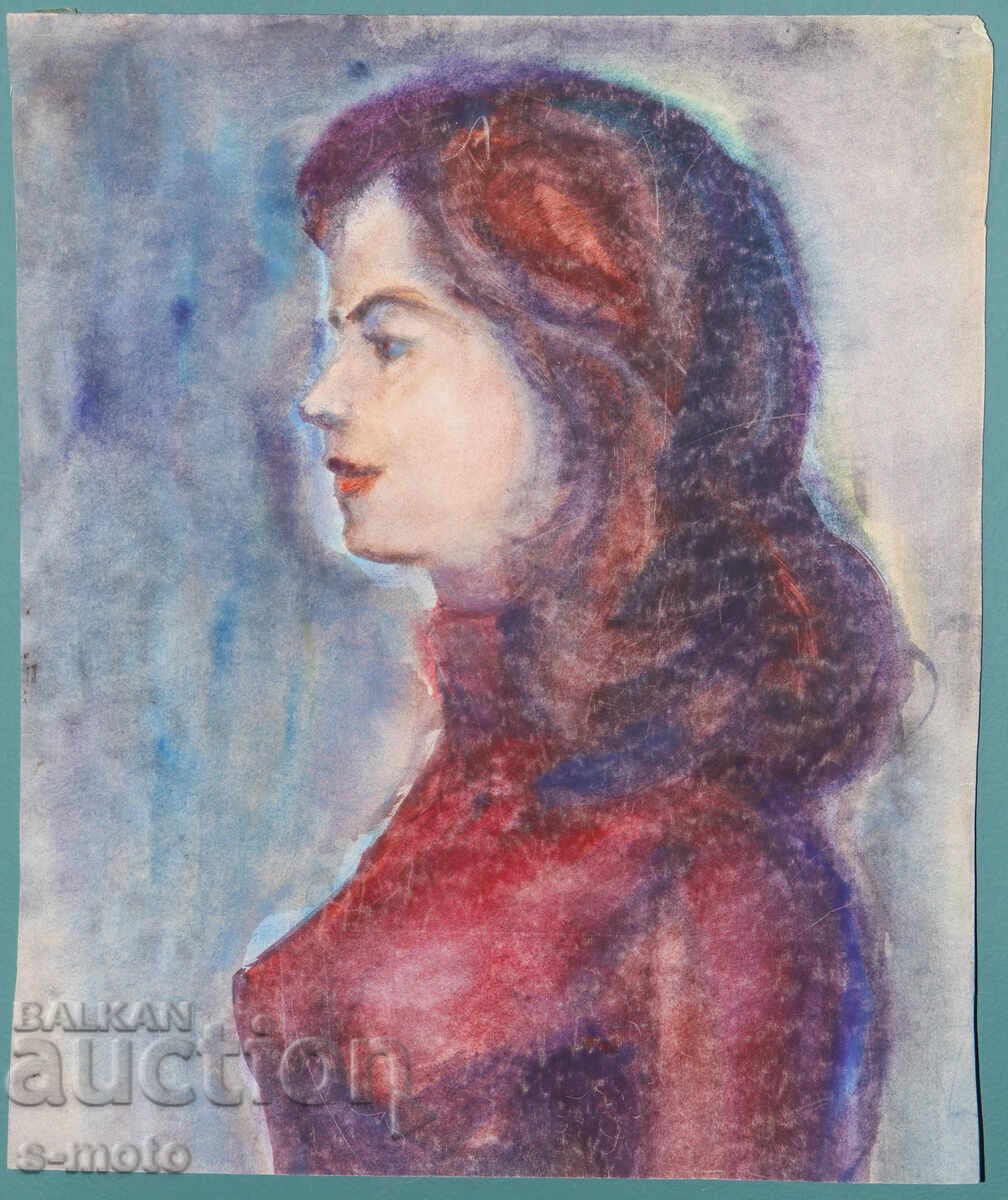 Έργο ζωγραφικής με ακουαρέλα, γυναικείο πορτρέτο με τιμή € 110.00 | 215.14 BGN Έργο ζωγραφικής με ακουαρέλα, γυναικείο πορτρέτο με τιμή € 110.00 | 215.14 BGN