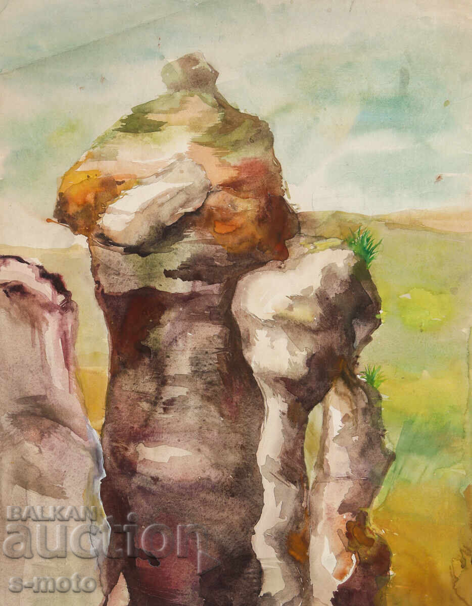 Kартина акварел пейзаж скали