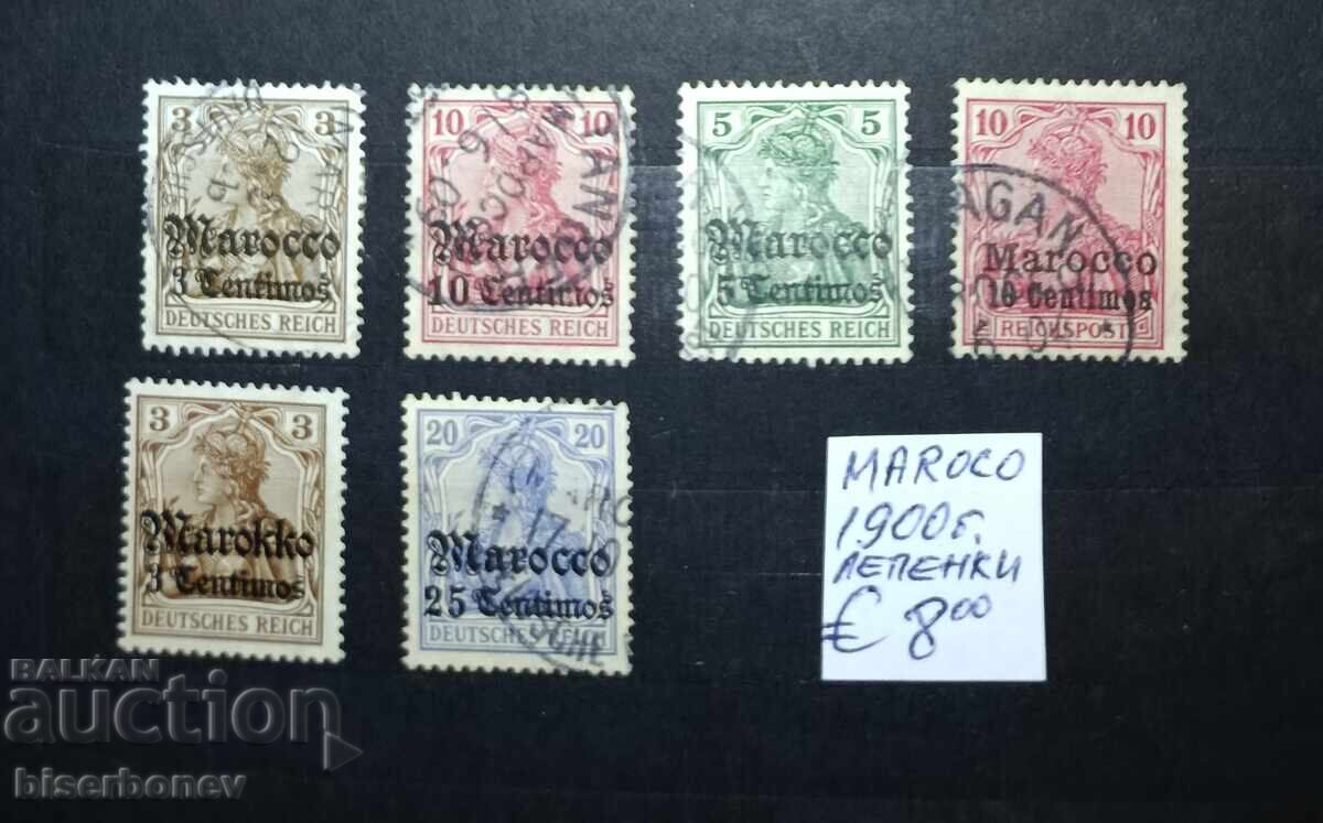 1900, Germania / Maroc, cu timbre poștale