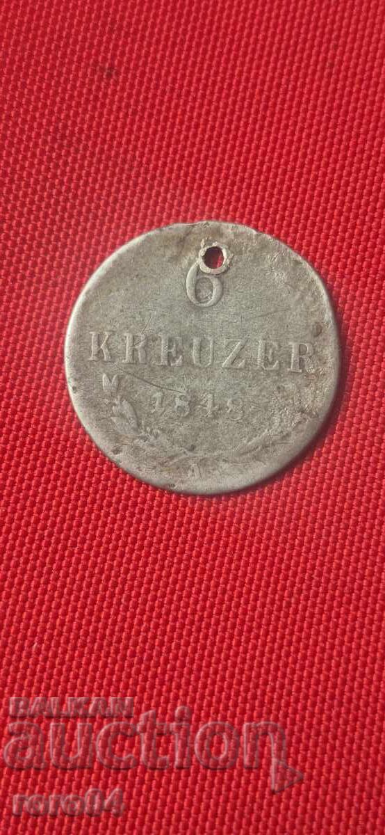 6 КРОЙЦЕРА 1848 г. с цена € 4.99 | 9.76 лв.