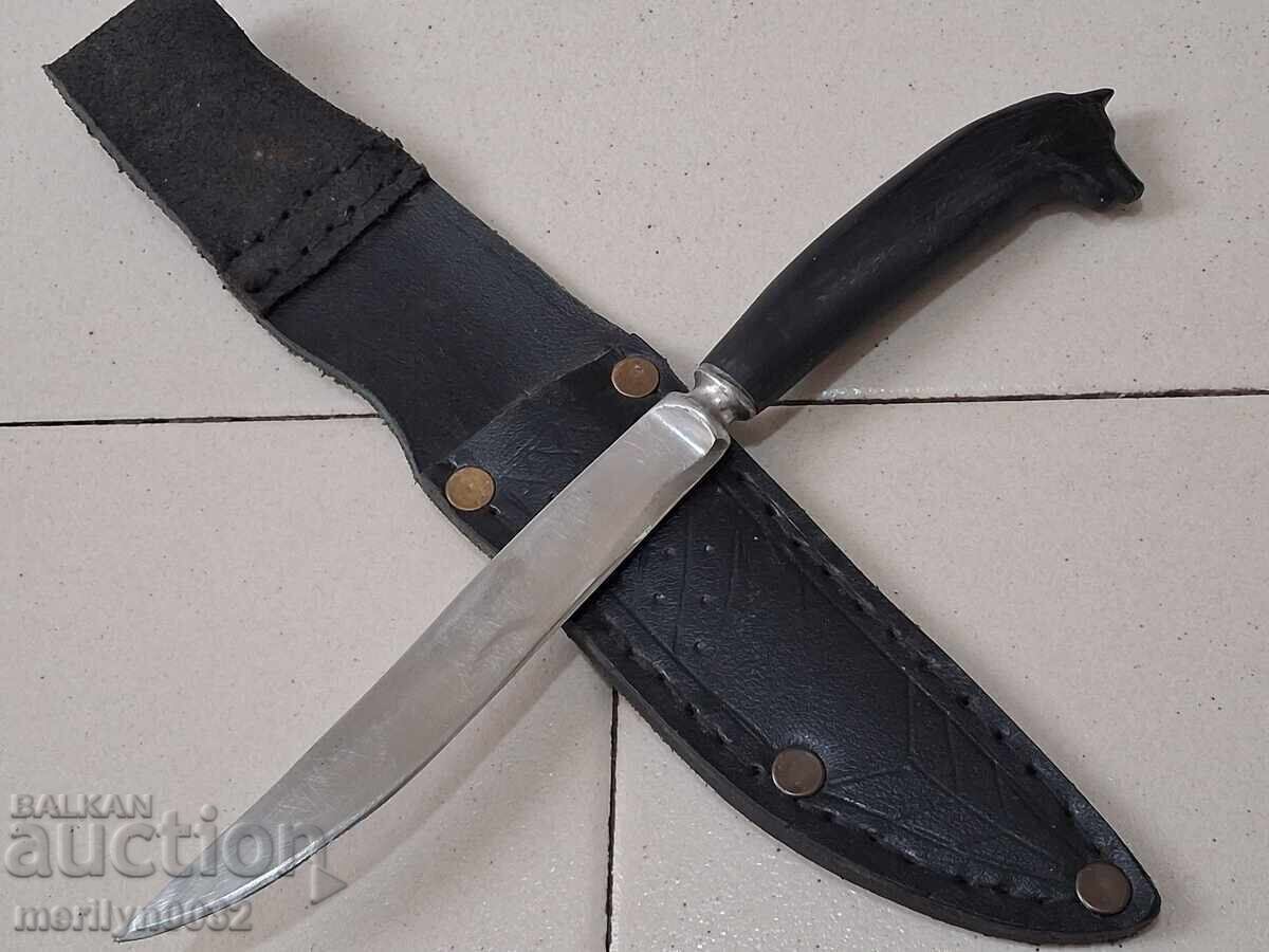 Cuțit de vânătoare cu teacă pentru mezeluri subțiri, mâner din corn de bivol cu preț € 69.53 | 135.99 BGN