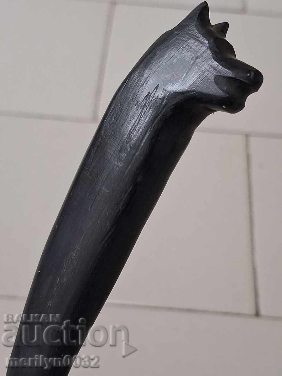 Cuțit de vânătoare cu teacă pentru mezeluri subțiri, mâner din corn de bivol - 7