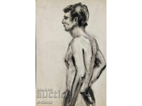 Kартина акварел мъжки портрет голо тяло