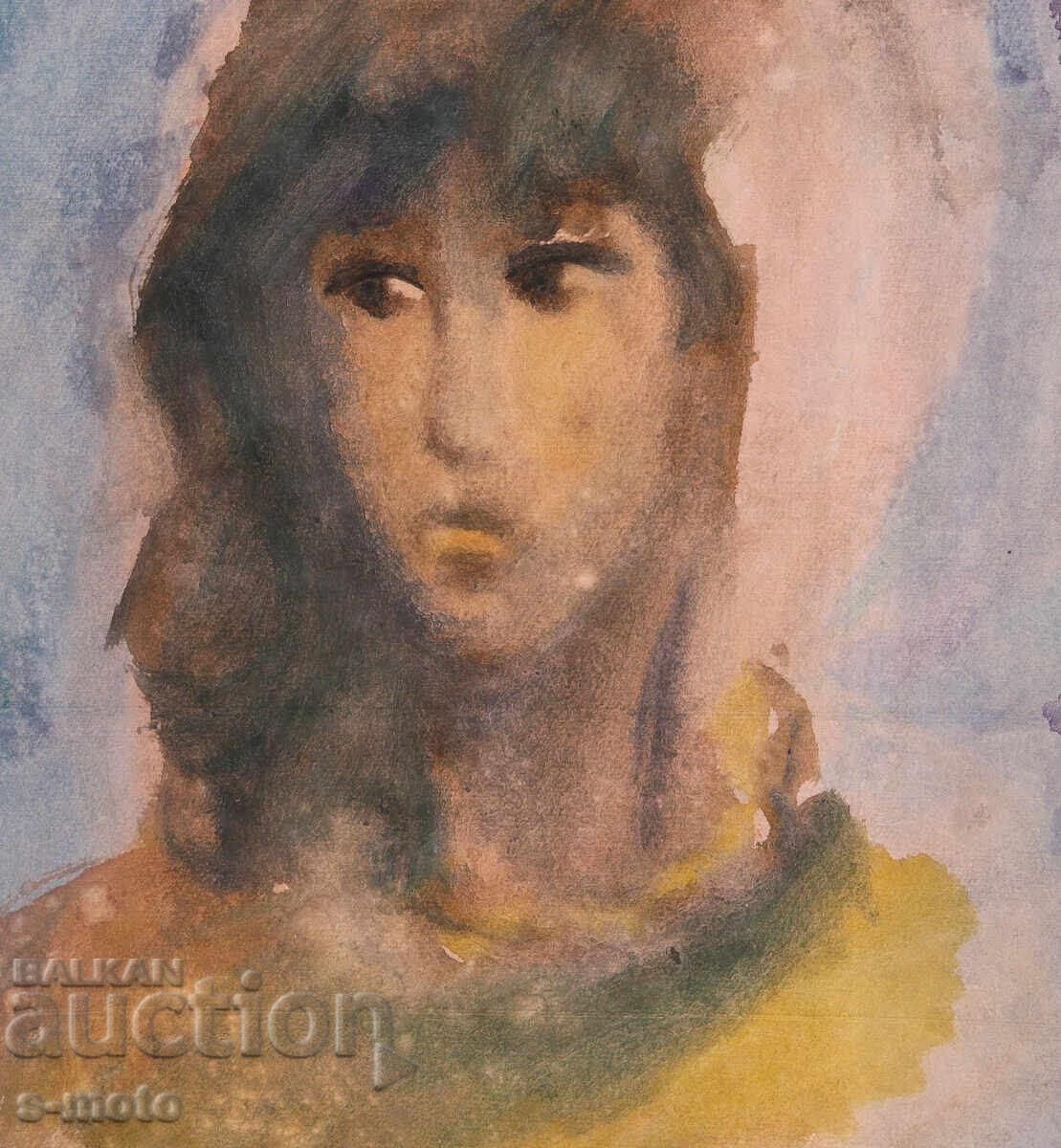 Έργο ζωγραφικής με ακουαρέλα, γυναικείο πορτρέτο - 5