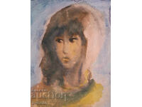 Pictură acuarelă portret feminin