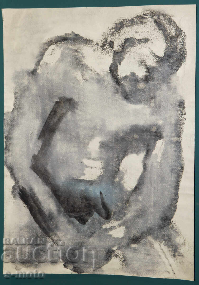 Πίνακας ακουαρέλα ανδρικό πορτρέτο γυμνό σώμα με τιμή € 110.00 | 215.14 BGN