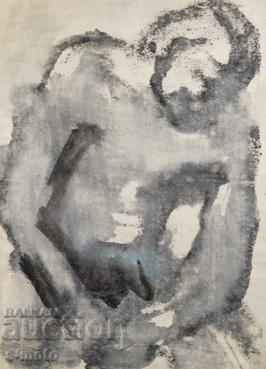 Πίνακας ακουαρέλα ανδρικό πορτρέτο γυμνό σώμα