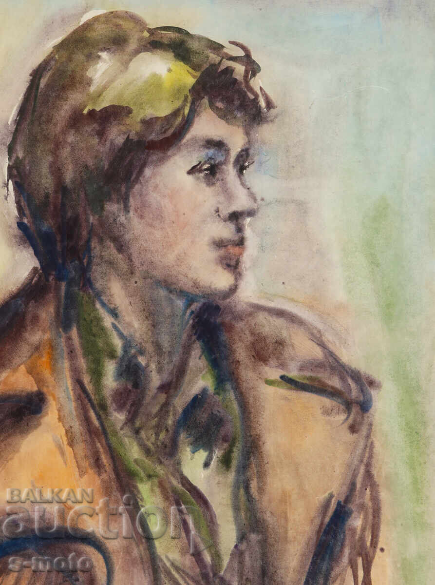 Watercolor painting, female portrait