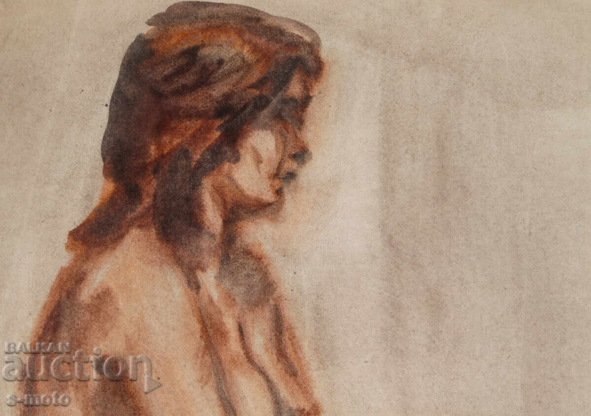 Παράδοση Πίνακας ακουαρέλα γυναικείο πορτρέτο γυμνό σώμα Παράδοση Πίνακας ακουαρέλα γυναικείο πορτρέτο γυμνό σώμα