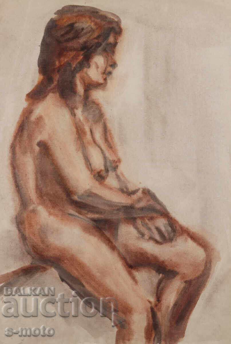 Πίνακας ακουαρέλα γυναικείο πορτρέτο γυμνό σώμα Πίνακας ακουαρέλα γυναικείο πορτρέτο γυμνό σώμα