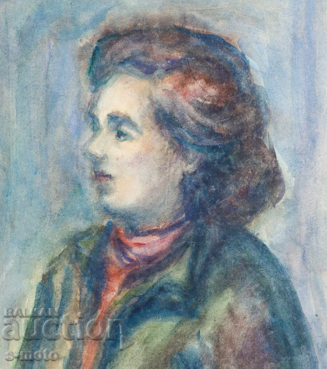 Pictură acuarelă portret feminin