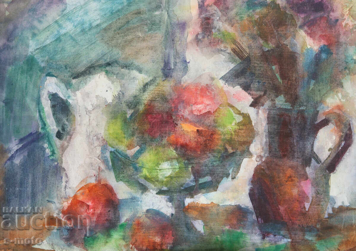 Πίνακας ακουαρέλας νεκρή φύση με φρούτα