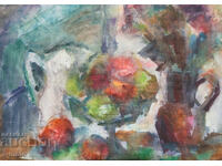 Pictură acuarelă natură moartă cu fructe