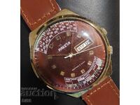 СЪВЕТСКИ ПОЗЛАТЕН ЧАСОВНИК РАКЕТА ВЕЧЕН КАЛЕНДАР СССР БЗЦ