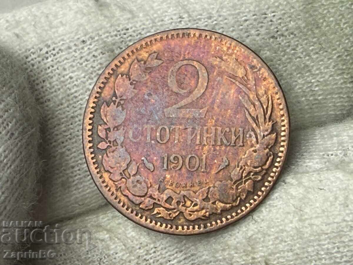 Regatul Bulgariei 2 cenți 1901