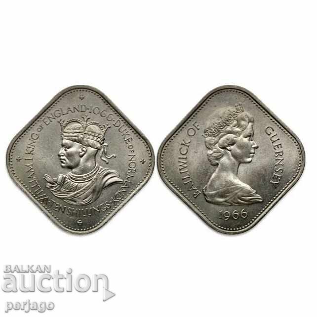 Guernsey 1966 10 Shillings - Elizabeth II William I KR64