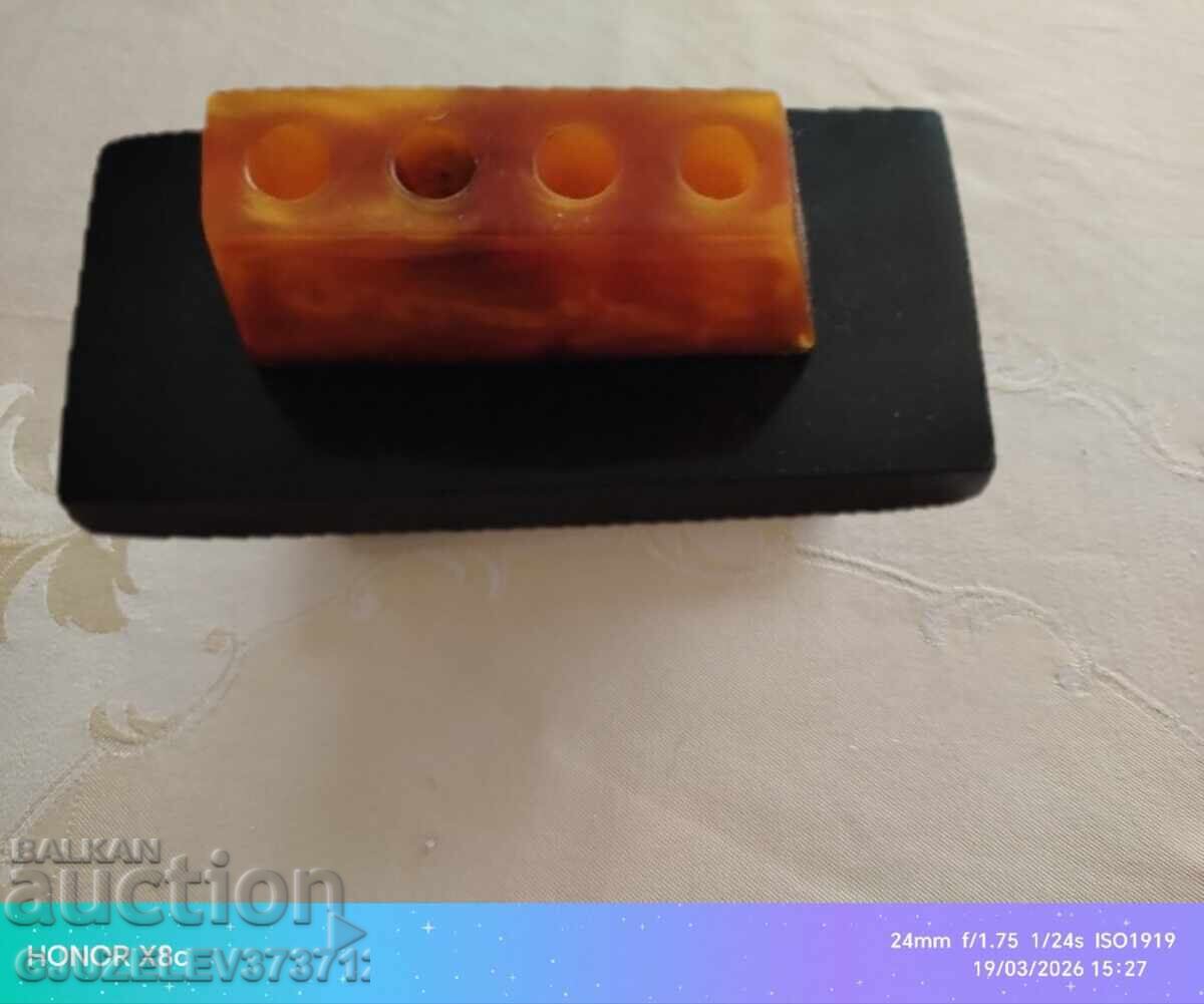 Suport pentru creioane din lavă topită cu bachelită de la mijlocul secolului