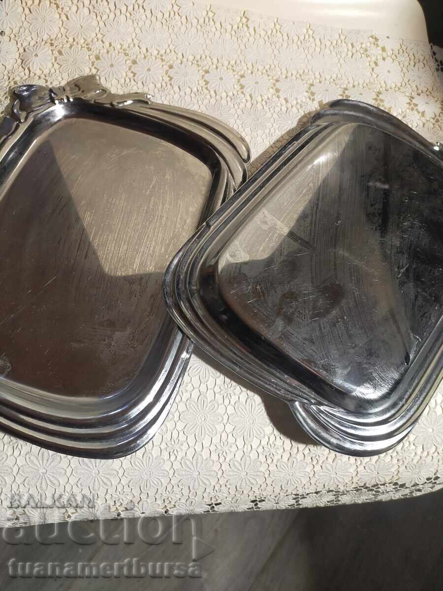 two metal mini trays