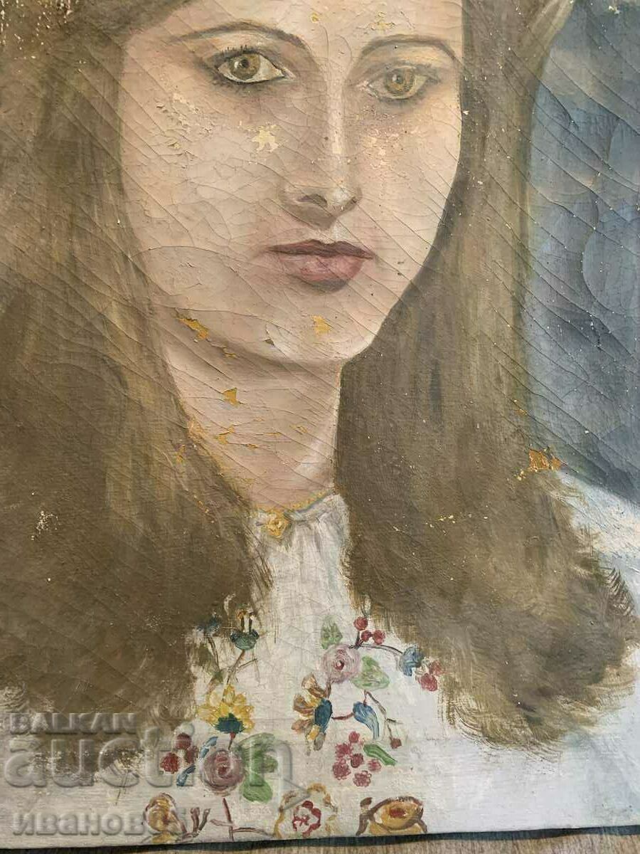 Auction Old painting.Portrait of a Girl Auction Old painting.Portrait of a Girl