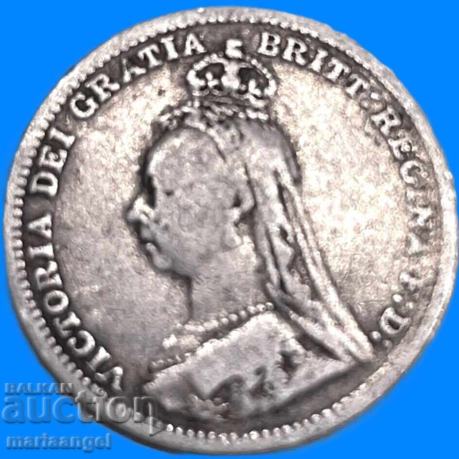 Livrarea Marea Britanie 3 pence 1891 Victoria 1837-1901 argint