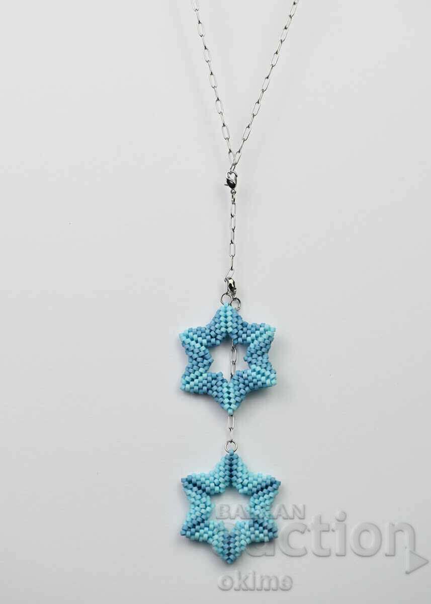 Κολιέ Δύο αστέρια σε μπλε - 5