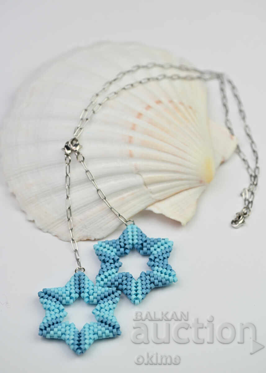 Κολιέ Δύο αστέρια σε μπλε