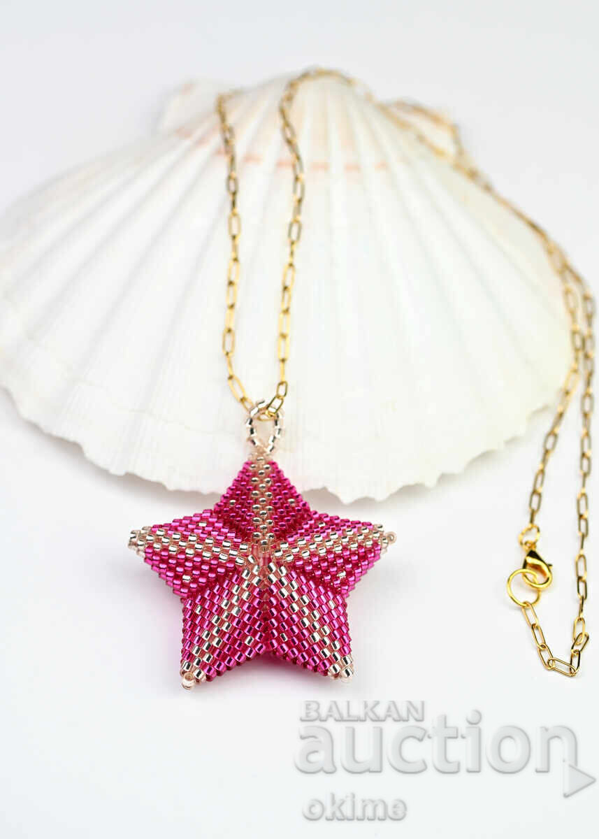 Colier stea în ciclamen și auriu - 5