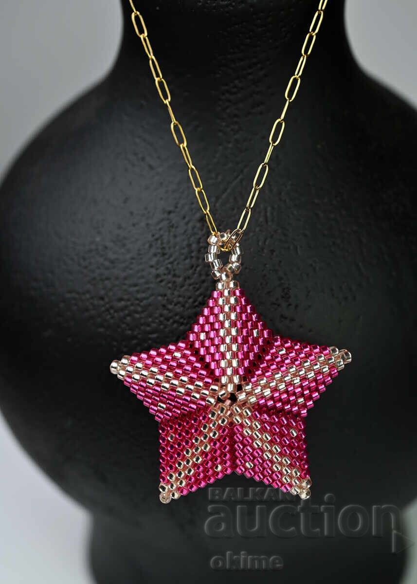 Colier stea în ciclamen și auriu - 6