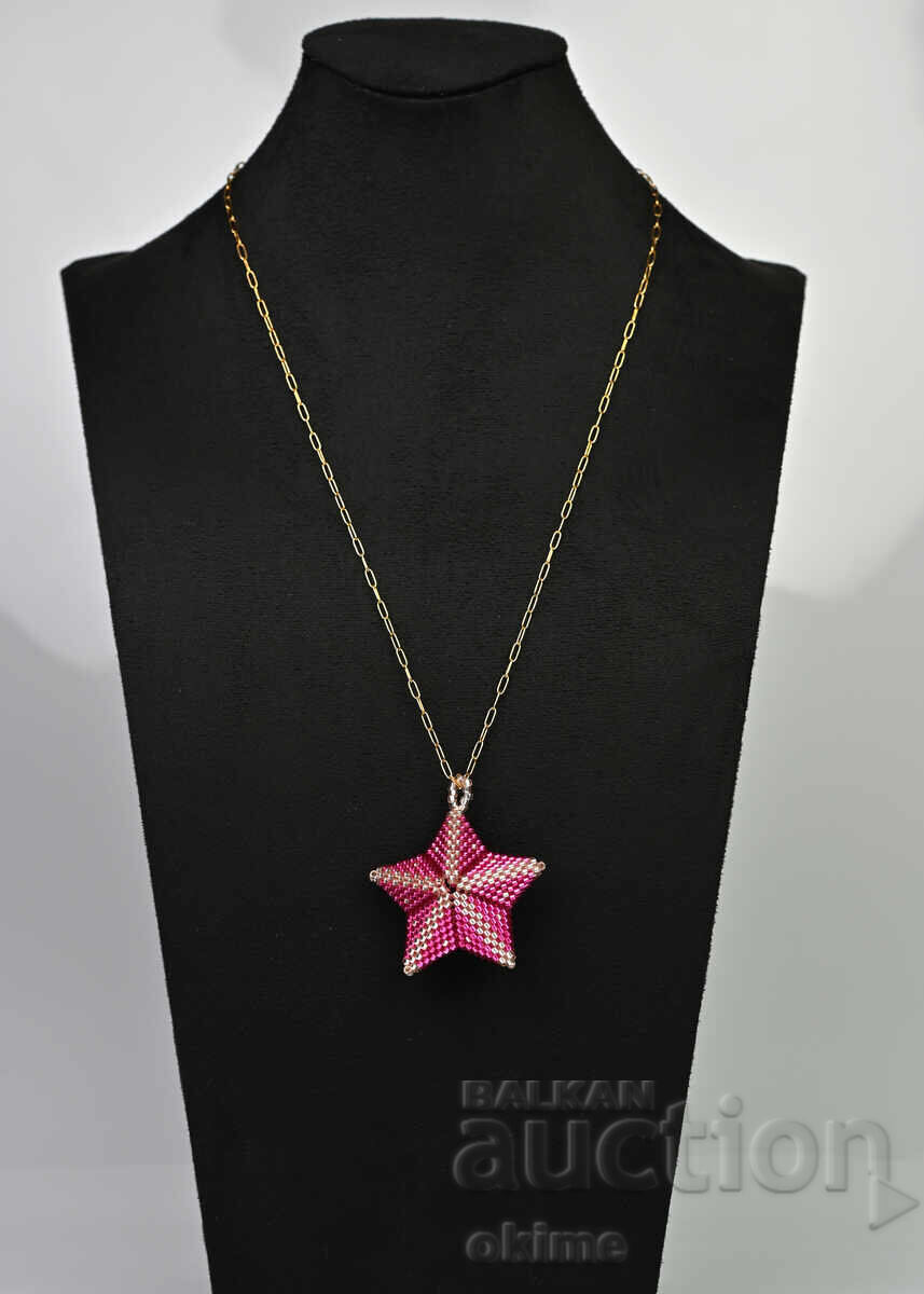 Colier stea în ciclamen și auriu - 7